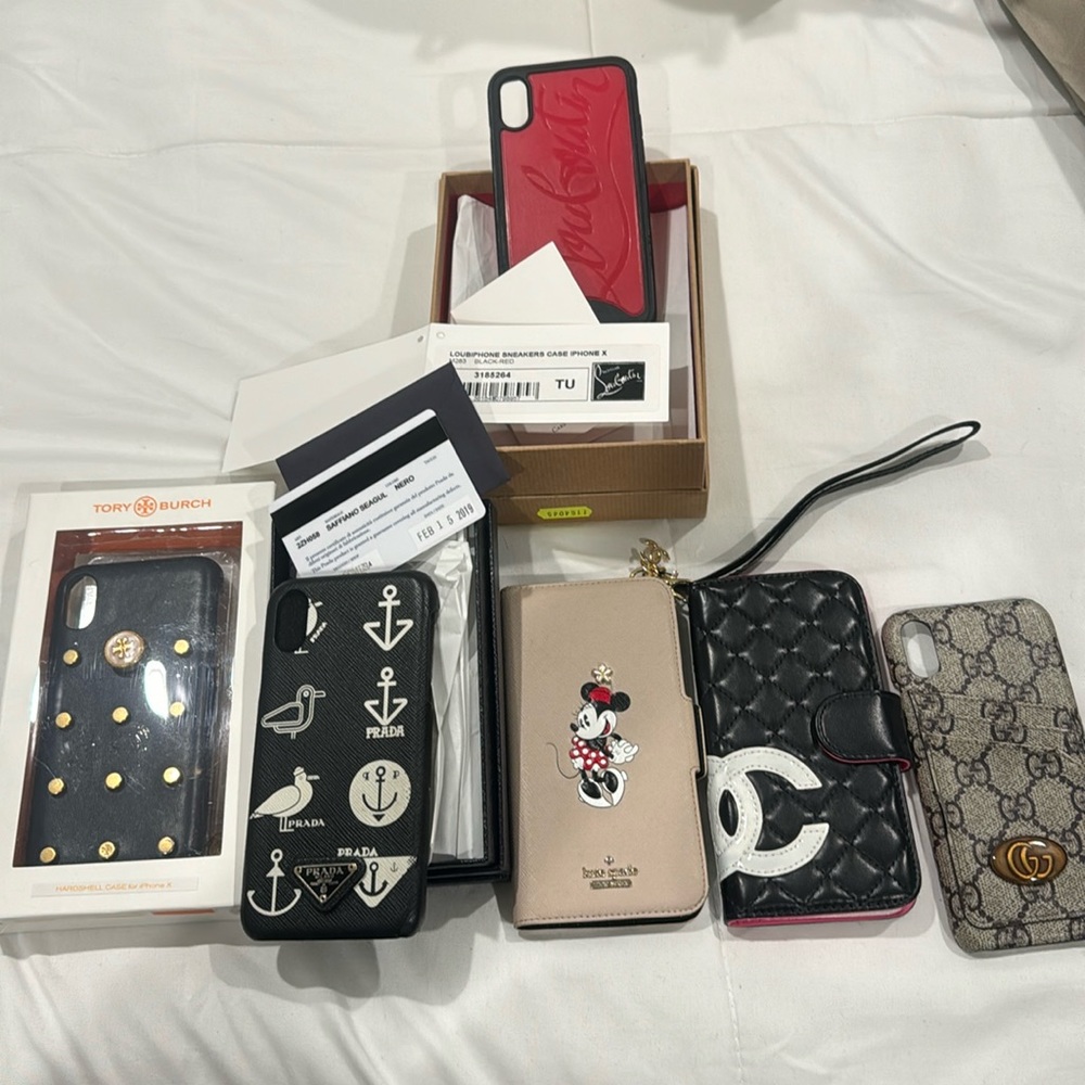 iPhone X phone case bundle of 6: Prada, tory Burch, louboutin, Kate Spade etc